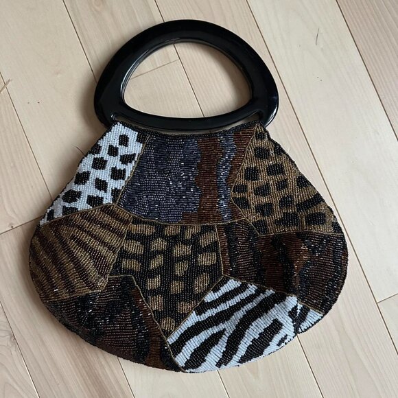 Vintage 2000s Beaded Animal Print Handbag - Picture 7 of 8